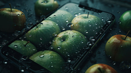 Illustration of various 3D apples with various designs, 3d realisticの素材