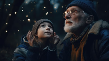 Father's Day illustration playing with his grandson, 3D Style, 3d realisitcの素材