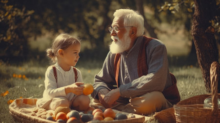 Father's Day illustration playing with his grandson, 3D Style, 3d realisitcの素材