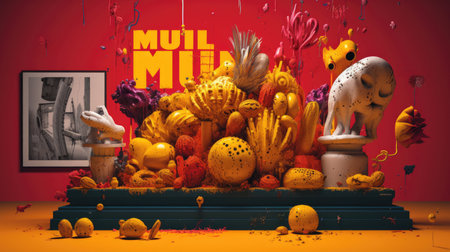 Unique and artful illustrations of various pop art images, 3d realisitcの素材