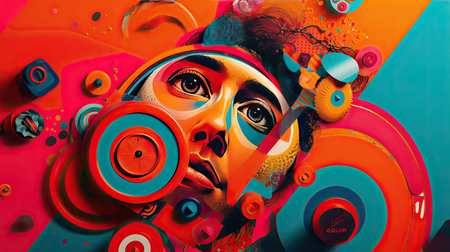 Unique and artful illustrations of various pop art images, 3d realisitcの素材