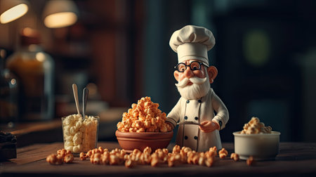 Illustrations of various pop corn images that are unique and look crispy and delicious, 3d realisticの素材