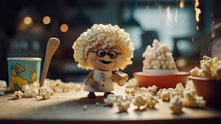 Illustrations of various pop corn images that are unique and look crispy and delicious, 3d realisticの素材