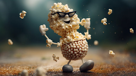 Illustrations of various pop corn images that are unique and look crispy and delicious, 3d realisticの素材