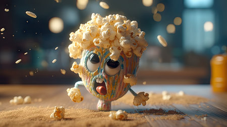 Illustrations of various pop corn images that are unique and look crispy and delicious, 3d realisticの素材