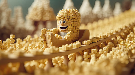 Illustrations of various pop corn images that are unique and look crispy and delicious, 3d realisticの素材