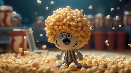 Illustrations of various pop corn images that are unique and look crispy and delicious, 3d realisticの素材