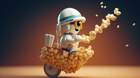 Illustrations of various pop corn images that are unique and look crispy and delicious, 3d realisticの素材
