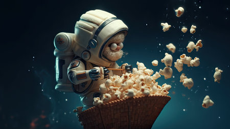Illustrations of various pop corn images that are unique and look crispy and delicious, 3d realisticの素材