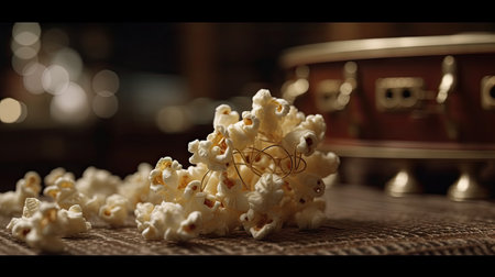 Popcorn on a table in a restaurant. Selective focus.の素材