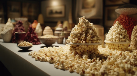 Illustrations of various pop corn images that are unique and look crispy and delicious, 3d realisticの素材