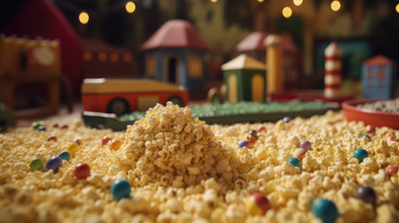 Illustrations of various pop corn images that are unique and look crispy and delicious, 3d realisticの素材