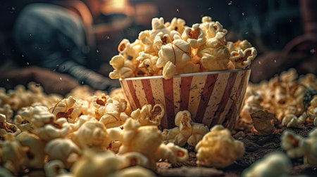 Illustrations of various pop corn images that are unique and look crispy and delicious, 3d realisticの素材