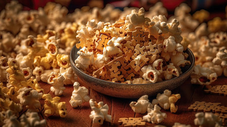 Illustrations of various pop corn images that are unique and look crispy and delicious, 3d realisticの素材