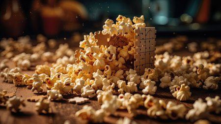Illustrations of various pop corn images that are unique and look crispy and delicious, 3d realisticの素材