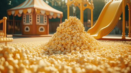 Illustrations of various pop corn images that are unique and look crispy and delicious, 3d realisticの素材
