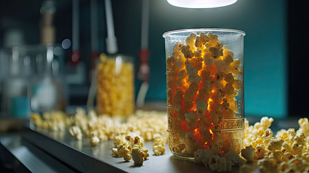 Illustrations of various pop corn images that are unique and look crispy and delicious, 3d realisticの素材
