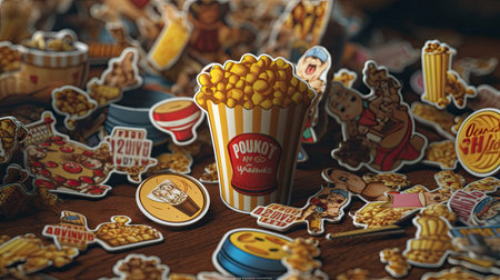 Illustrations of various pop corn images that are unique and look crispy and delicious, 3d realisticの素材