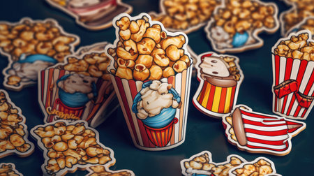 Illustrations of various pop corn images that are unique and look crispy and delicious, 3d realisticの素材