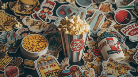 Illustrations of various pop corn images that are unique and look crispy and delicious, 3d realisticの素材
