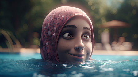 Illustration of Hijab Day, Beautiful Young Women Wearing Hijab, 3d realisticの素材