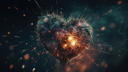 Valentine's Day celebration illustration with unique symbols, 3d realisticの素材