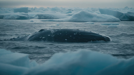 Illustration of a whale on the surface of the sea, 3d realisticの素材