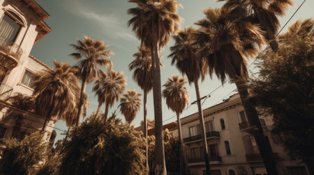 California Day Illustration with Palm Tree, 3d ralisticの素材