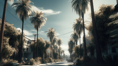 California Day Illustration with Palm Tree, 3d ralisticの素材