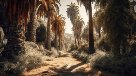 California Day Illustration with Palm Tree, 3d ralisticの素材