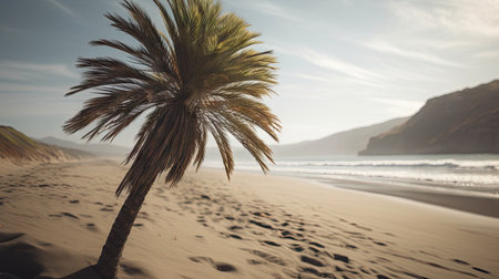 California Day Illustration with Palm Tree, 3d ralisticの素材