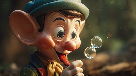 Realistic 3D Pinocchio doll illustration, cartoon 3dの素材