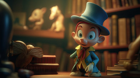Realistic 3D Pinocchio doll illustration, cartoon 3dの素材