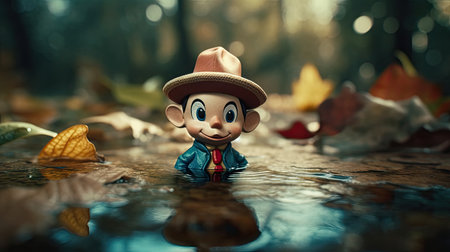 Realistic 3D Pinocchio doll illustration, cartoon 3dの素材