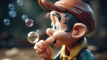 Realistic 3D Pinocchio doll illustration, cartoon 3dの素材