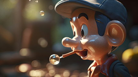 Realistic 3D Pinocchio doll illustration, cartoon 3dの素材