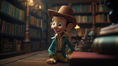 Realistic 3D Pinocchio doll illustration, cartoon 3dの素材