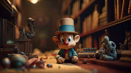 Realistic 3D Pinocchio doll illustration, cartoon 3dの素材