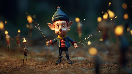 Realistic 3D Pinocchio doll illustration, cartoon 3dの素材