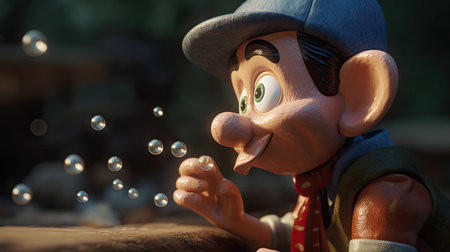 Realistic 3D Pinocchio doll illustration, cartoon 3dの素材