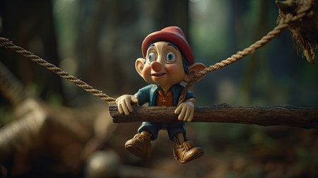 Realistic 3D Pinocchio doll illustration, cartoon 3dの素材