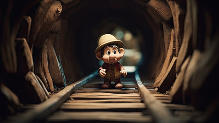 Realistic 3D Pinocchio doll illustration, cartoon 3dの素材