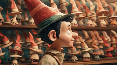 Realistic 3D Pinocchio doll illustration, cartoon 3dの素材