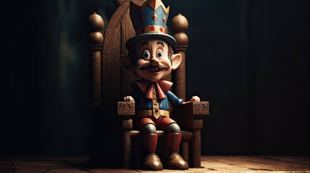 Realistic 3D Pinocchio doll illustration, cartoon 3dの素材