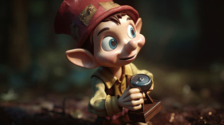 Realistic 3D Pinocchio doll illustration, cartoon 3dの素材