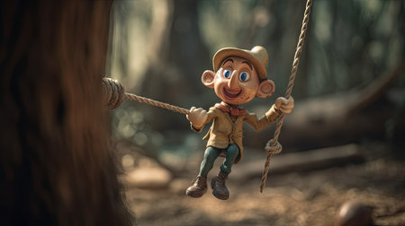 Realistic 3D Pinocchio doll illustration, cartoon 3dの素材
