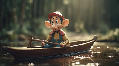 Realistic 3D Pinocchio doll illustration, cartoon 3dの素材
