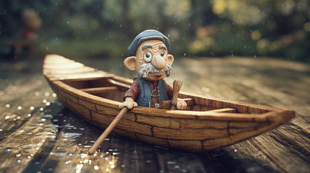 Realistic 3D Pinocchio doll illustration, cartoon 3dの素材