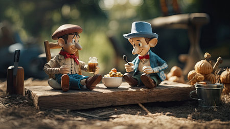 Realistic 3D Pinocchio doll illustration, cartoon 3dの素材