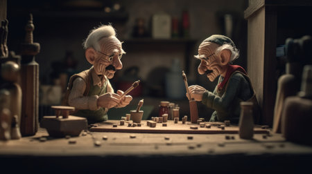 Realistic 3D Pinocchio doll illustration, cartoon 3dの素材